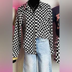 Black and White Checkered Button Up